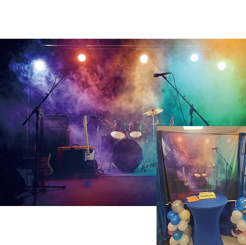 DASHAN 7x5ft Music Concert Stage Backdrop Party Decorations Studio Carnival Band Live Shows Musicians Photography Background Music Tapestry Party Banner Photo Prop - Image 2